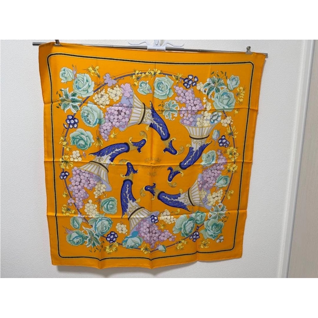 Hermes Yellow And Blue Silk Scarf Hermes Yellow And Blue Silk Scarf